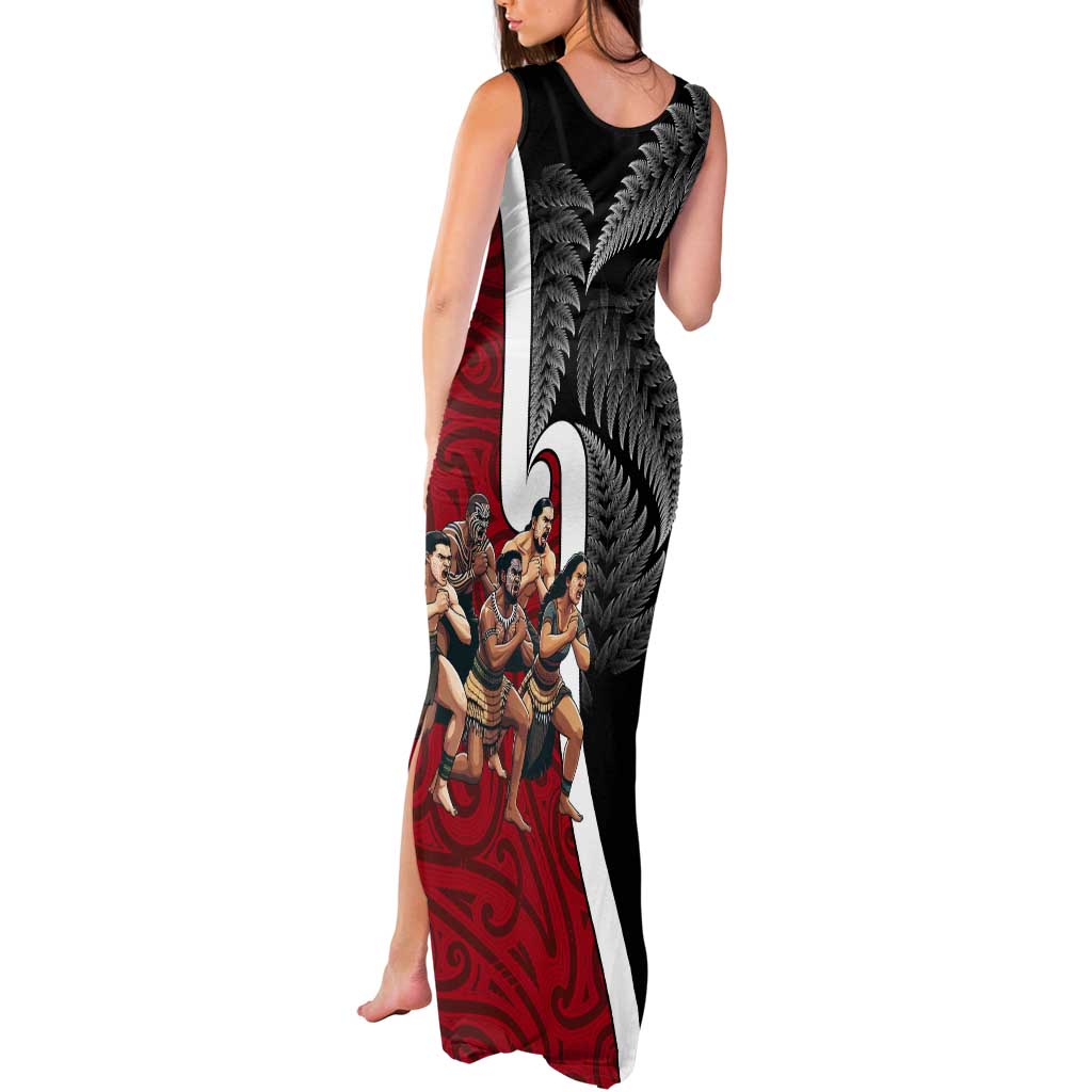New Zealand Te Matatini Tank Maxi Dress Kapa Haka and Silver Fern - Maori Art Pattern