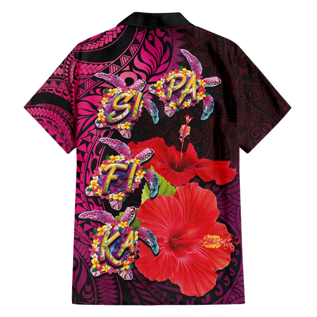 Pasifika Festival Family Matching Summer Maxi Dress and Hawaiian Shirt Plumeria Turtles with Hibiscus - Polynesian Art Tattoo Pink Color