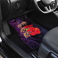 Pasifika Festival Car Mats Plumeria Turtles with Hibiscus - Polynesian Art Tattoo Purple Color