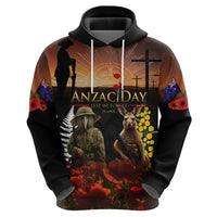 New Zealand and Australia ANZAC Day Hoodie Kiwi Bird and Kangaroo Soldier LT03 - Polynesian Pride