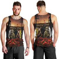 New Zealand and Australia ANZAC Day Men Tank Top Kiwi Bird and Kangaroo Soldier LT03 - Polynesian Pride