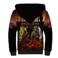New Zealand and Australia ANZAC Day Sherpa Hoodie Kiwi Bird and Kangaroo Soldier LT03 - Polynesian Pride