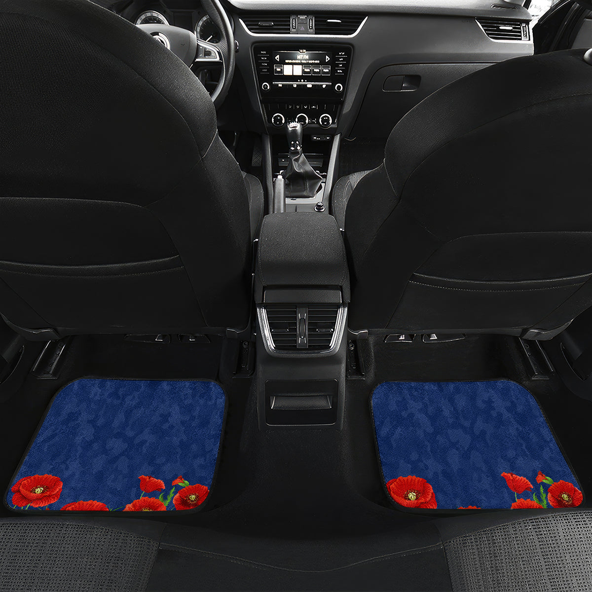 Cook Islands ANZAC Day Car Mats Soldier Paying Respect We Shall Remember Them LT03 Set 2pcs - Back Blue - Polynesian Pride