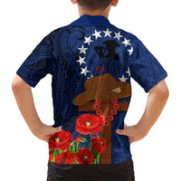 Cook Island ANZAC Day Family Matching Off Shoulder Short Dress and Hawaiian Shirt Soldier Paying Respect We Shall Remember Them LT03 - Polynesian Pride