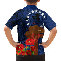 Cook Island ANZAC Day Family Matching Short Sleeve Bodycon Dress and Hawaiian Shirt Soldier Paying Respect We Shall Remember Them LT03 - Polynesian Pride