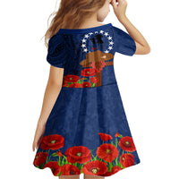 Cook Island ANZAC Day Kid Short Sleeve Dress Soldier Paying Respect We Shall Remember Them LT03 - Polynesian Pride