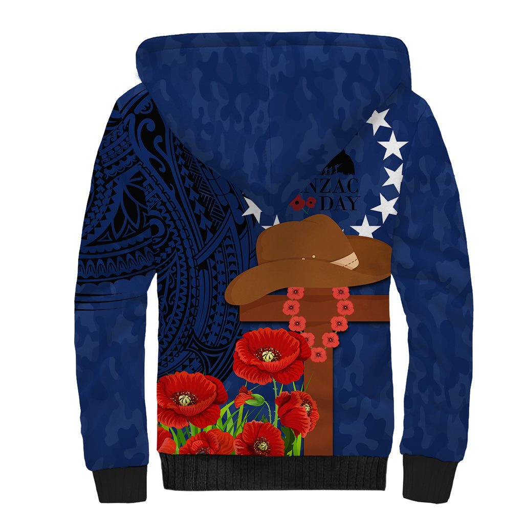 Cook Island ANZAC Day Sherpa Hoodie Soldier Paying Respect We Shall Remember Them LT03 - Polynesian Pride