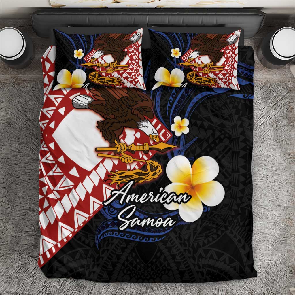 American Samoa Flag Day Bedding Set Polynesian Tatau Art and Plumeria