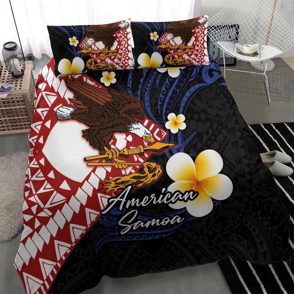 American Samoa Flag Day Bedding Set Polynesian Tatau Art and Plumeria