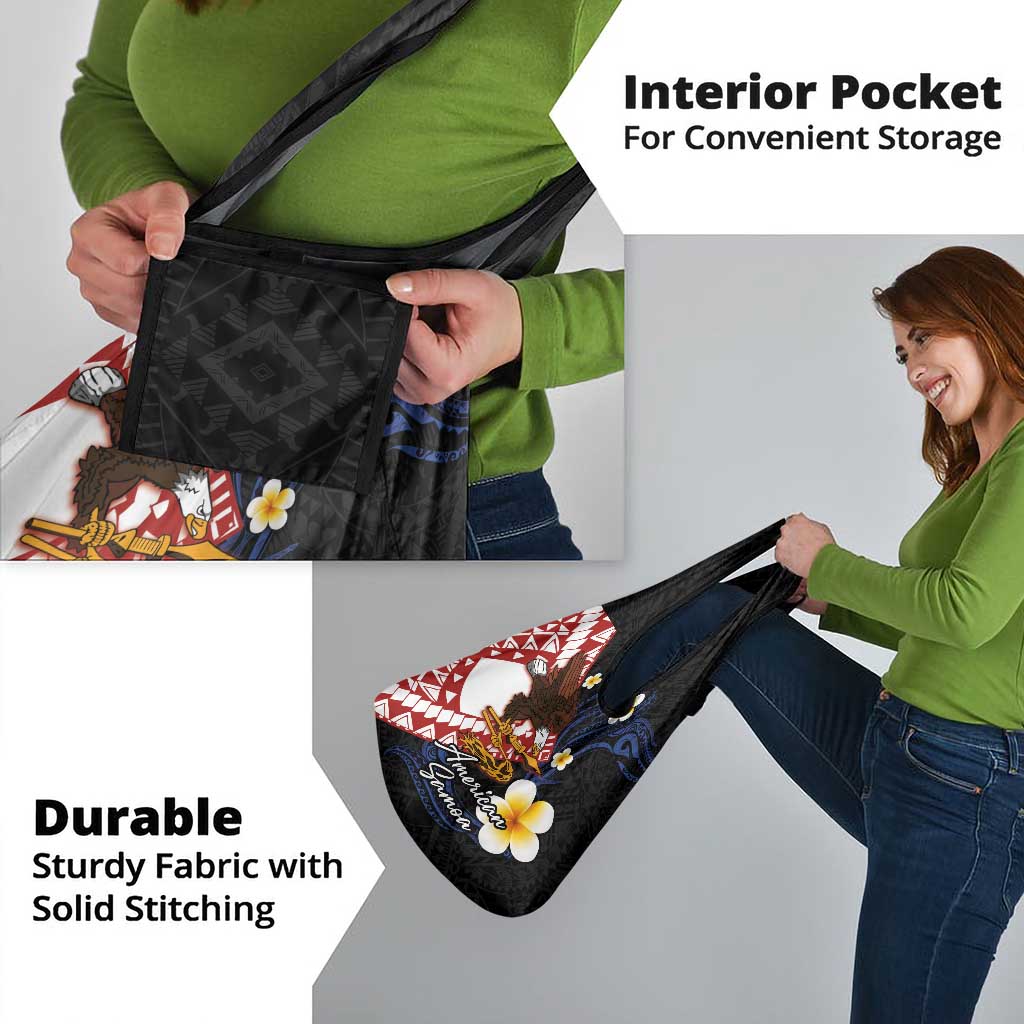 American Samoa Flag Day Grocery Bag Polynesian Tatau Art and Plumeria