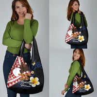 American Samoa Flag Day Grocery Bag Polynesian Tatau Art and Plumeria