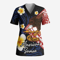 American Samoa Flag Day Scrub Top Polynesian Tatau Art and Plumeria - Polynesian Pride