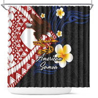 American Samoa Flag Day Shower Curtain Polynesian Tatau Art and Plumeria