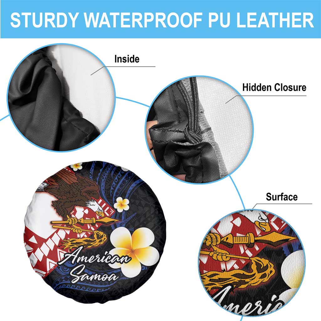 American Samoa Flag Day Spare Tire Cover Polynesian Tatau Art and Plumeria