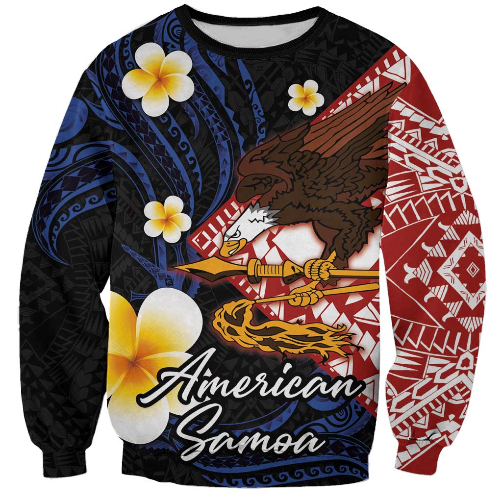 American Samoa Flag Day Sweatshirt Polynesian Tatau Art and Plumeria