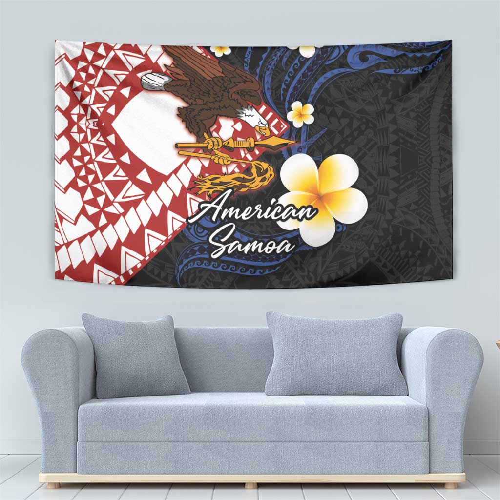 American Samoa Flag Day Tapestry Polynesian Tatau Art and Plumeria