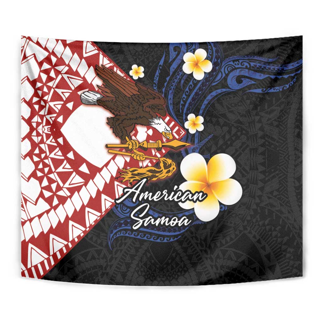 American Samoa Flag Day Tapestry Polynesian Tatau Art and Plumeria