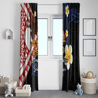 American Samoa Flag Day Window Curtain Polynesian Tatau Art and Plumeria