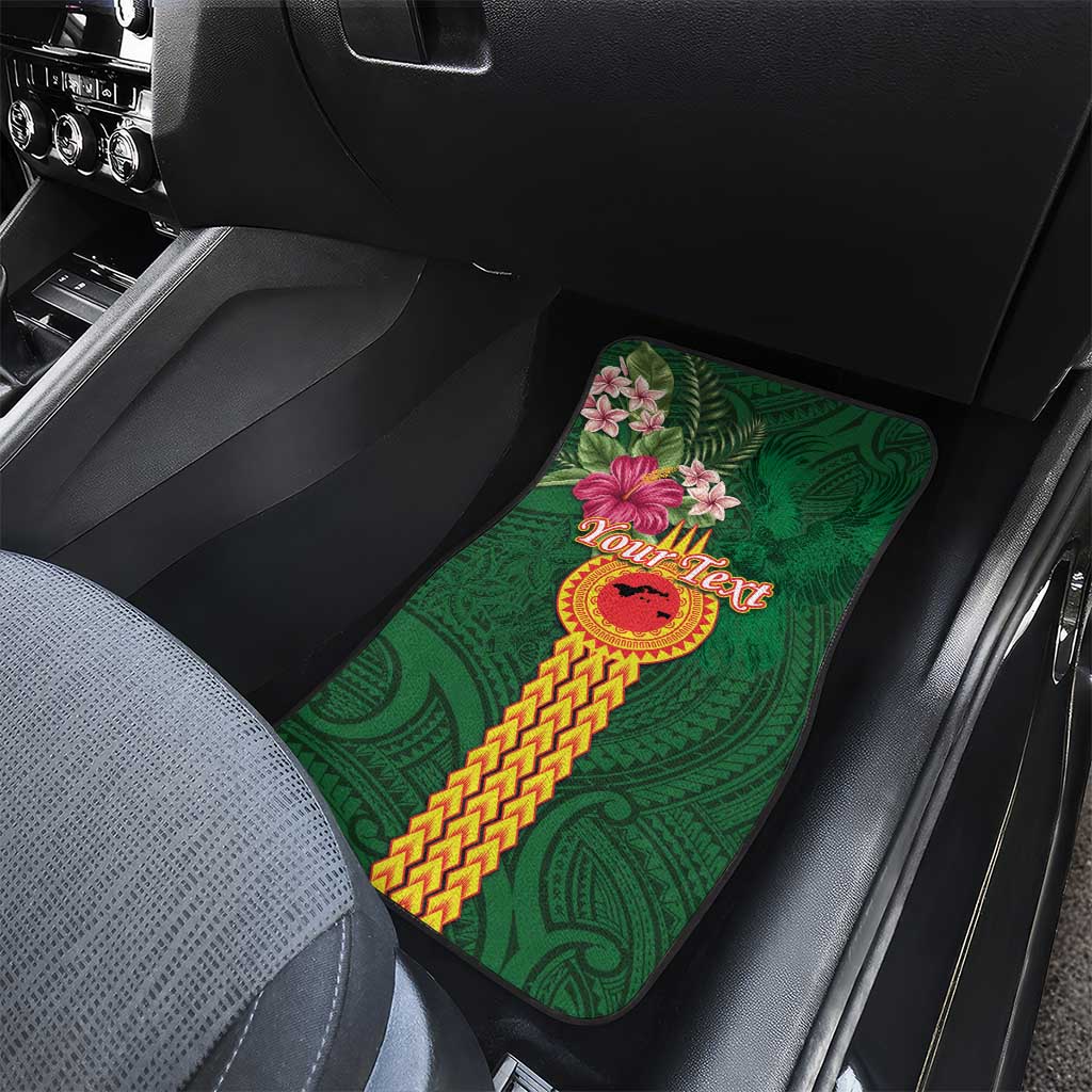 Manuʻa Islands Car Mats Polynesian Style with Rooster Tattoo and Tropical Plants