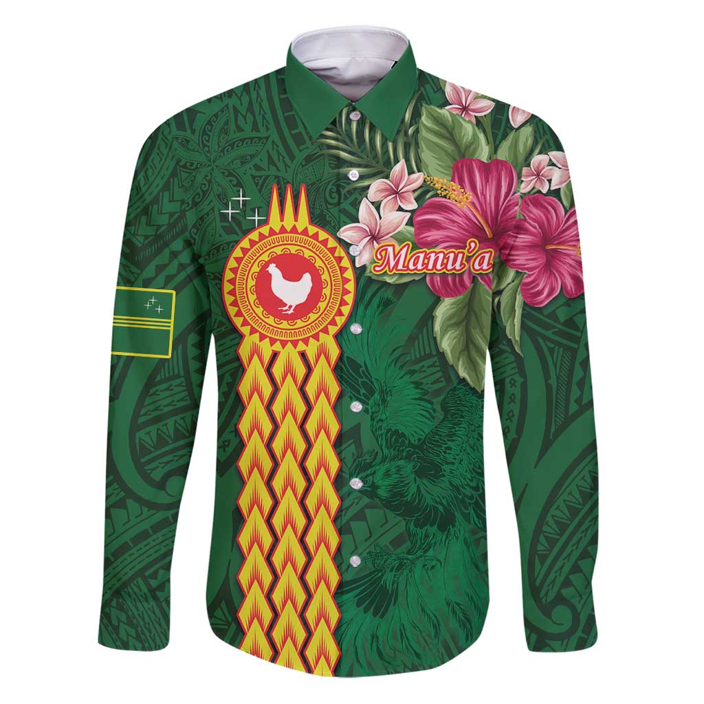 Manuʻa Islands Family Matching Puletasi and Hawaiian Shirt Polynesian Style with Rooster Tattoo and Tropical Plants