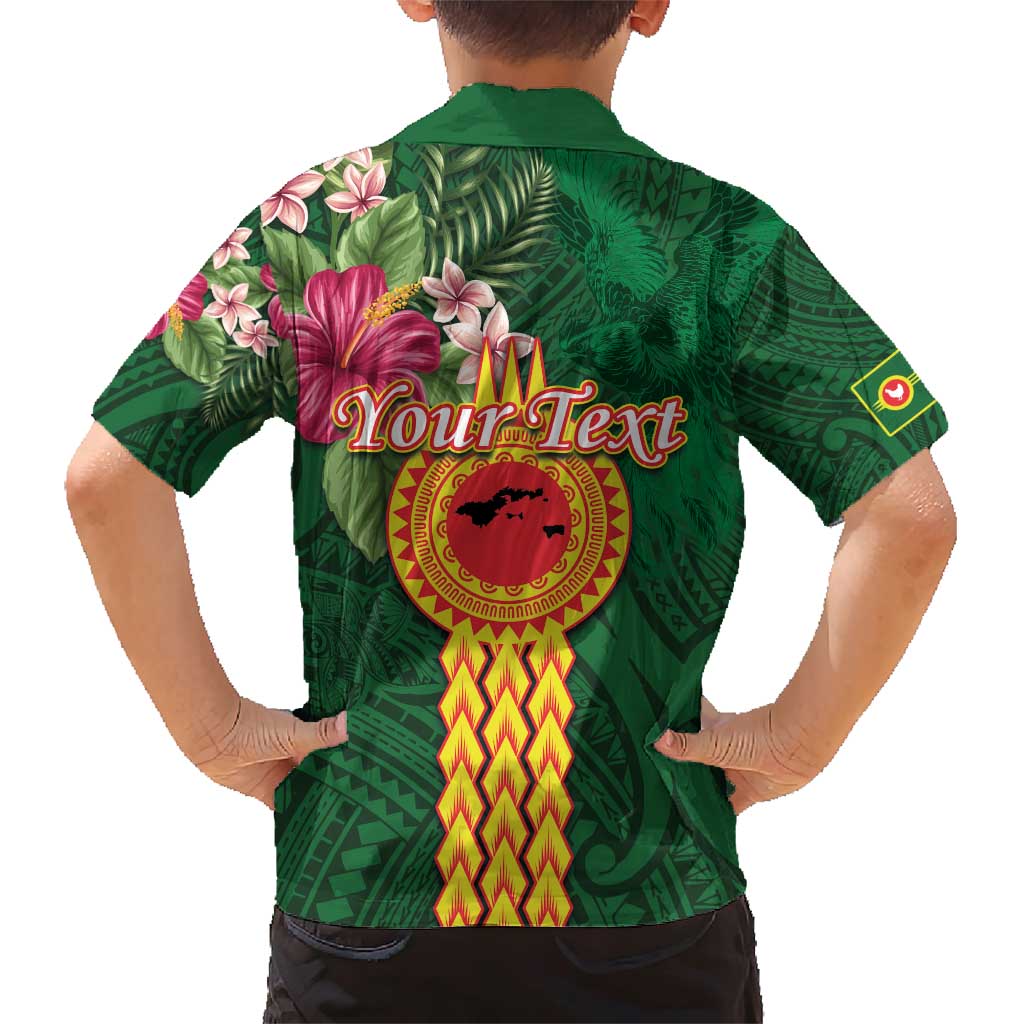 Manuʻa Islands Family Matching Short Sleeve Bodycon Dress and Hawaiian Shirt Polynesian Style with Rooster Tattoo and Tropical Plants