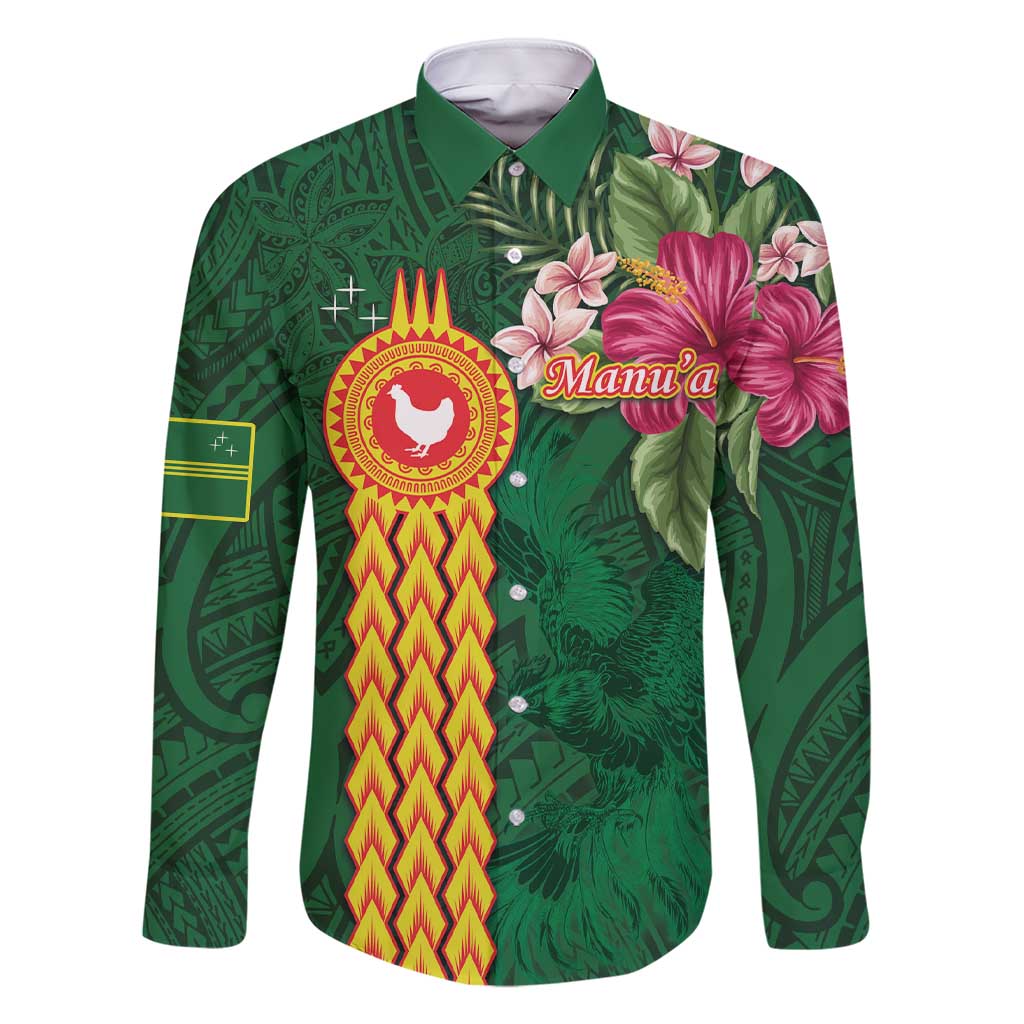 Manuʻa Islands Family Matching Short Sleeve Bodycon Dress and Hawaiian Shirt Polynesian Style with Rooster Tattoo and Tropical Plants