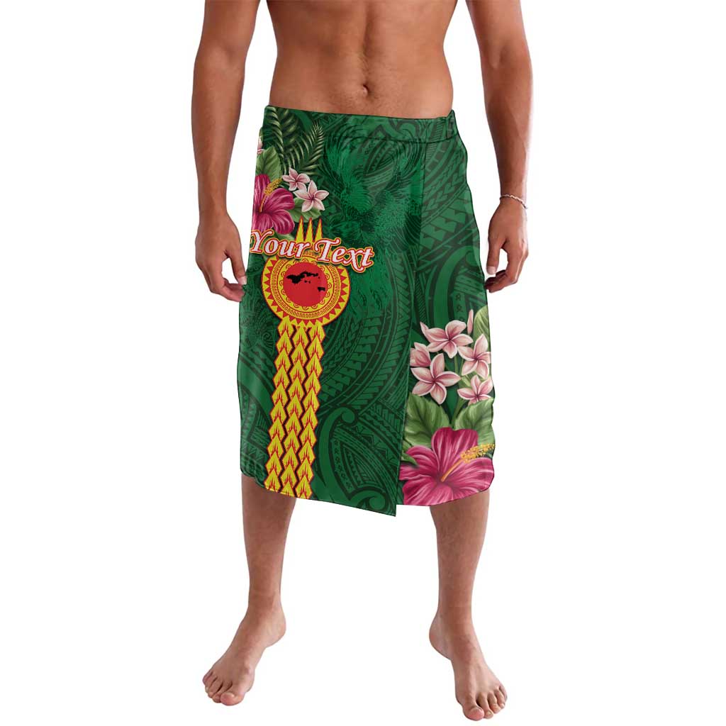 Manuʻa Islands Lavalava Polynesian Style with Rooster Tattoo and Tropical Plants