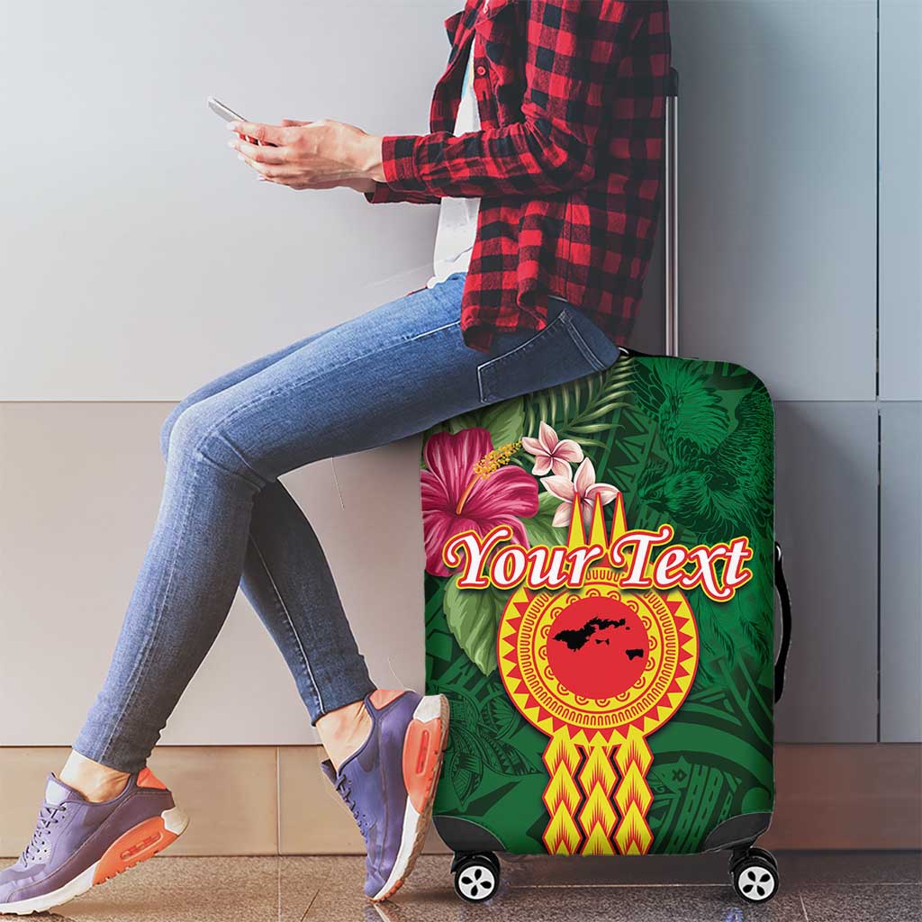 Manuʻa Islands Luggage Cover Polynesian Style with Rooster Tattoo and Tropical Plants