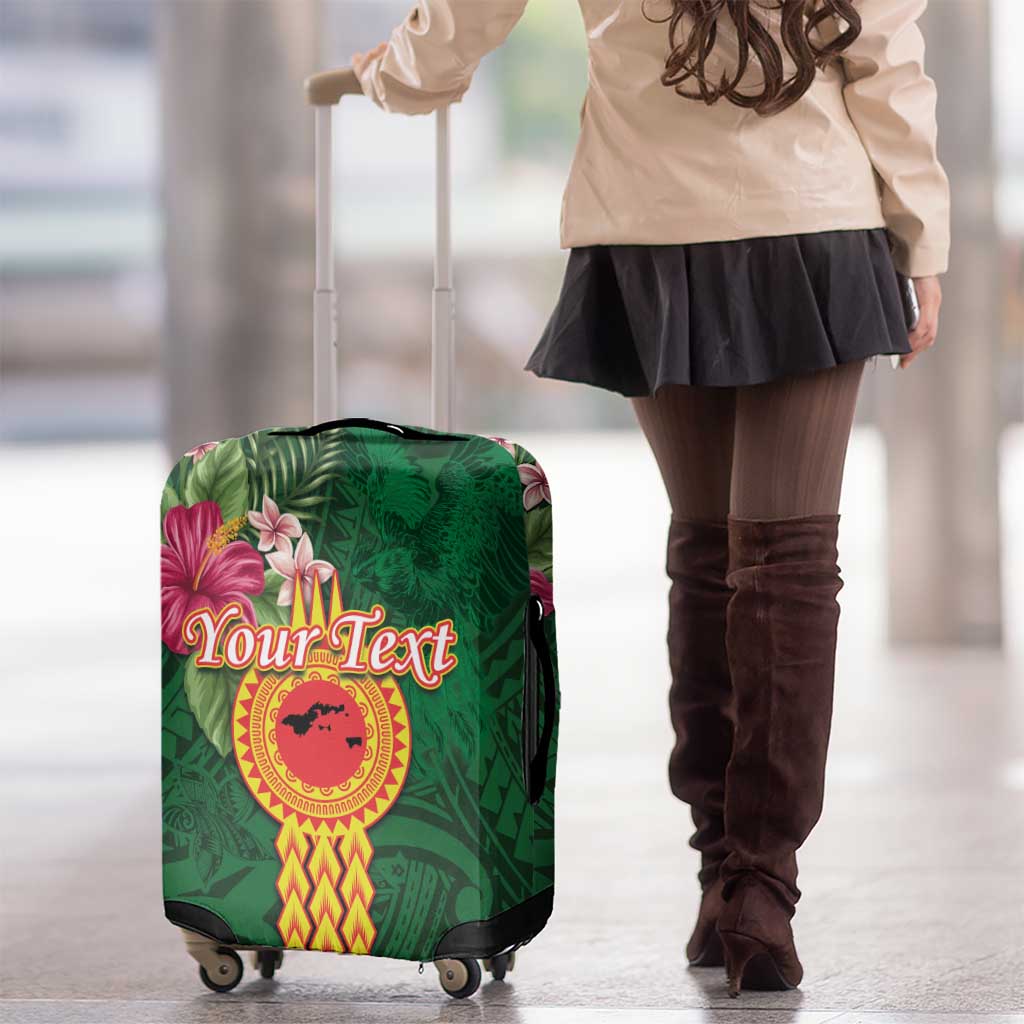 Manuʻa Islands Luggage Cover Polynesian Style with Rooster Tattoo and Tropical Plants