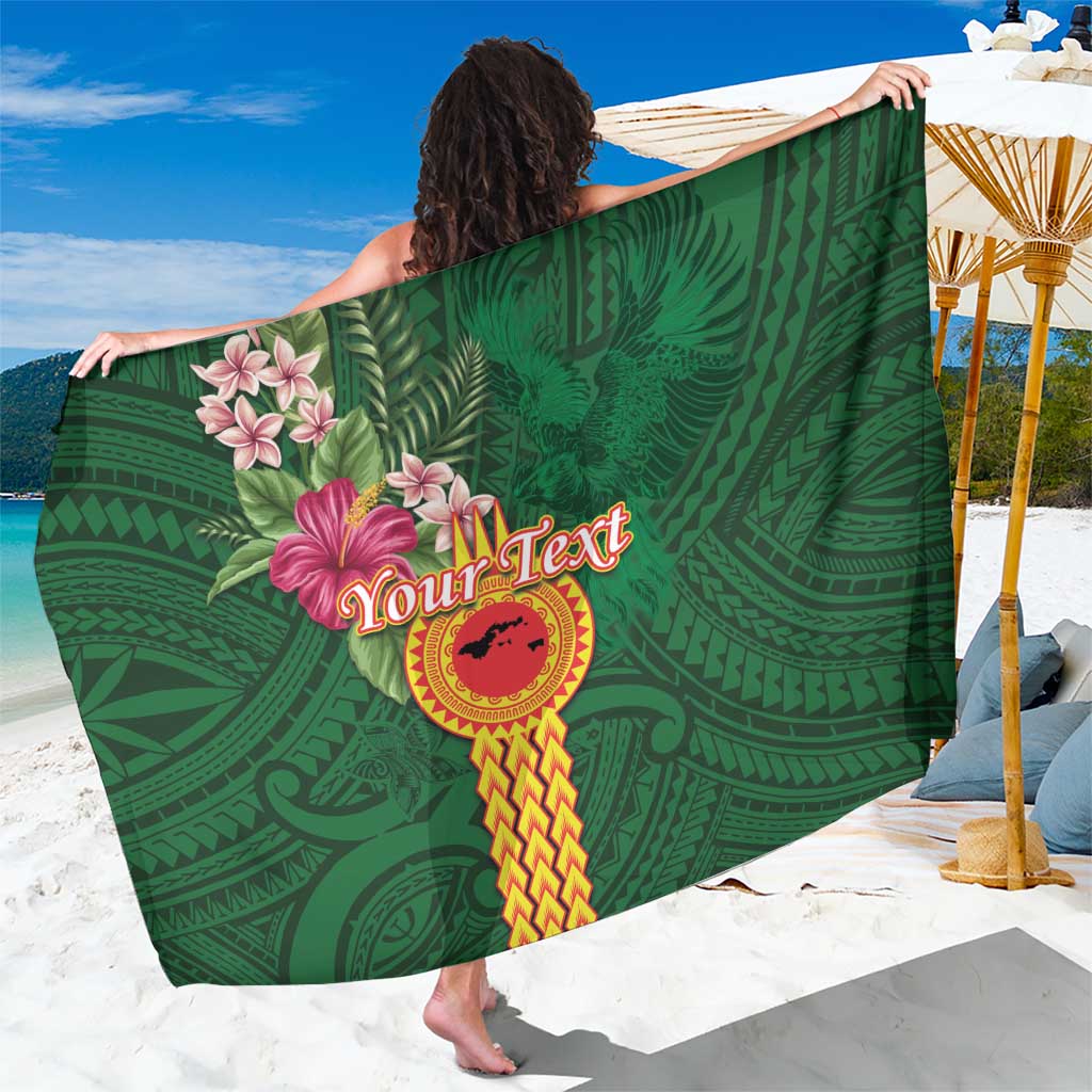 Manuʻa Islands Sarong Polynesian Style with Rooster Tattoo and Tropical Plants