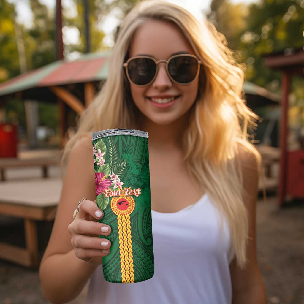 Manu'a Skinny Tumbler Polynesian Style with Rooster Tattoo and Tropical Plants