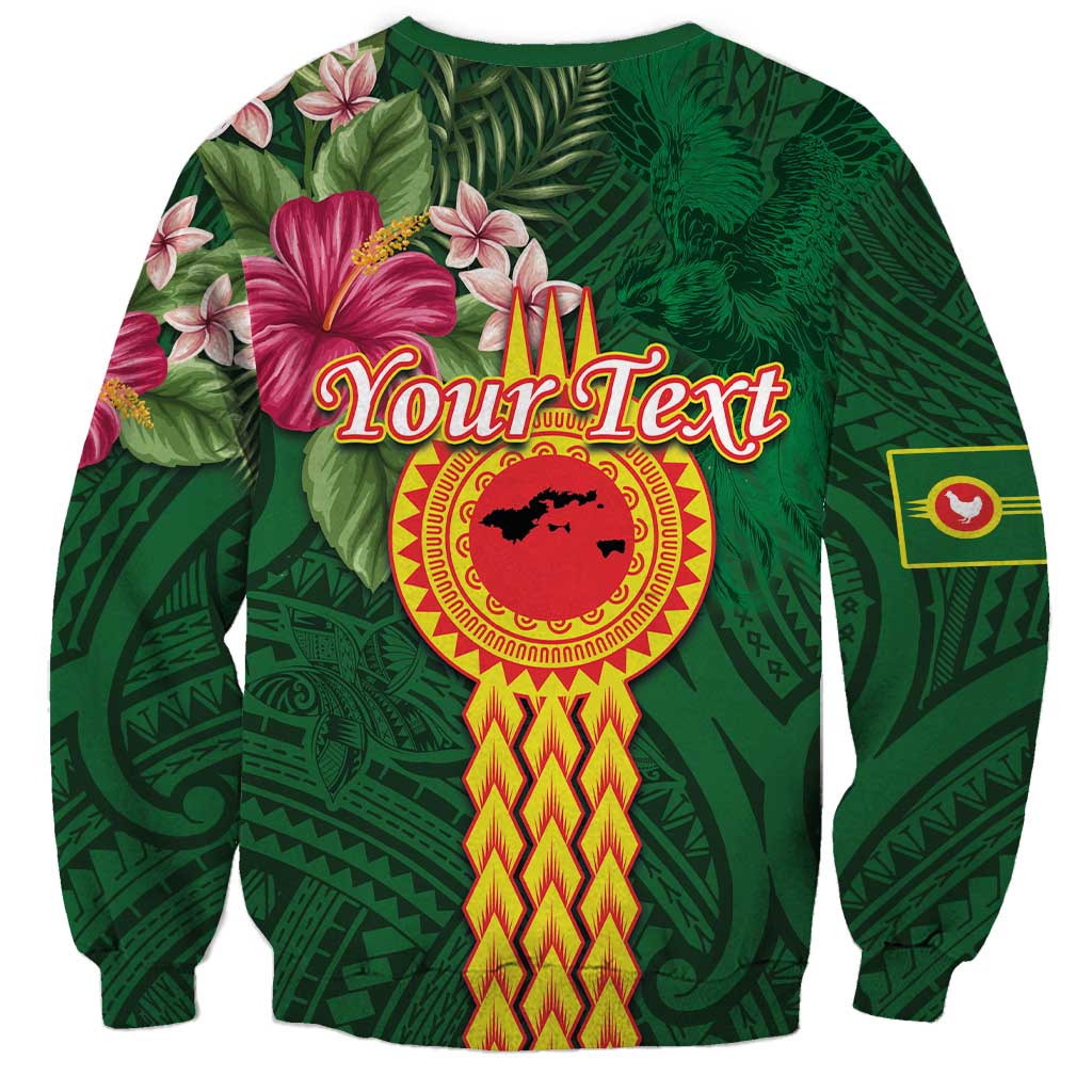 Manuʻa Islands Sweatshirt Polynesian Style with Rooster Tattoo and Tropical Plants