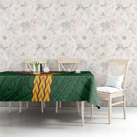 Manuʻa Islands Tablecloth Polynesian Style with Rooster Tattoo and Tropical Plants