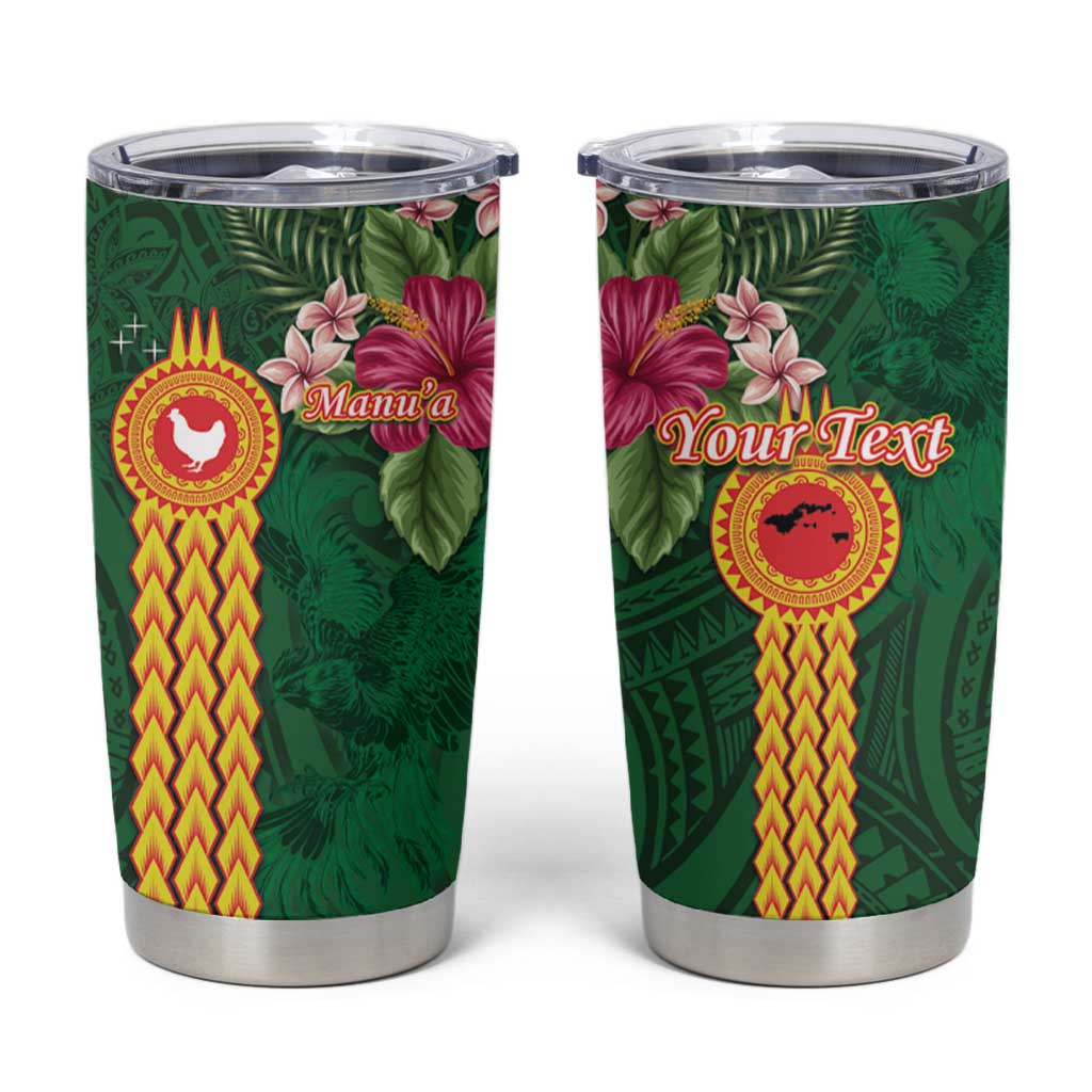 Manu'a Tumbler Cup Polynesian Style with Rooster Tattoo and Tropical Plants