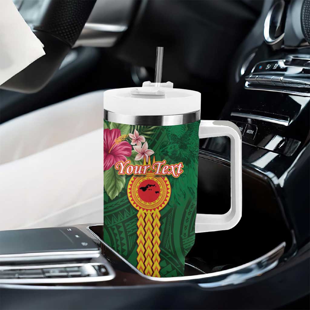 Manu'a Tumbler With Handle Polynesian Style with Rooster Tattoo and Tropical Plants