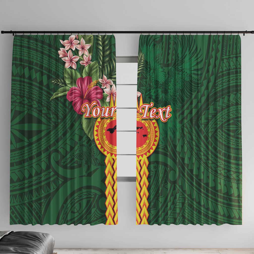Manuʻa Islands Window Curtain Polynesian Style with Rooster Tattoo and Tropical Plants