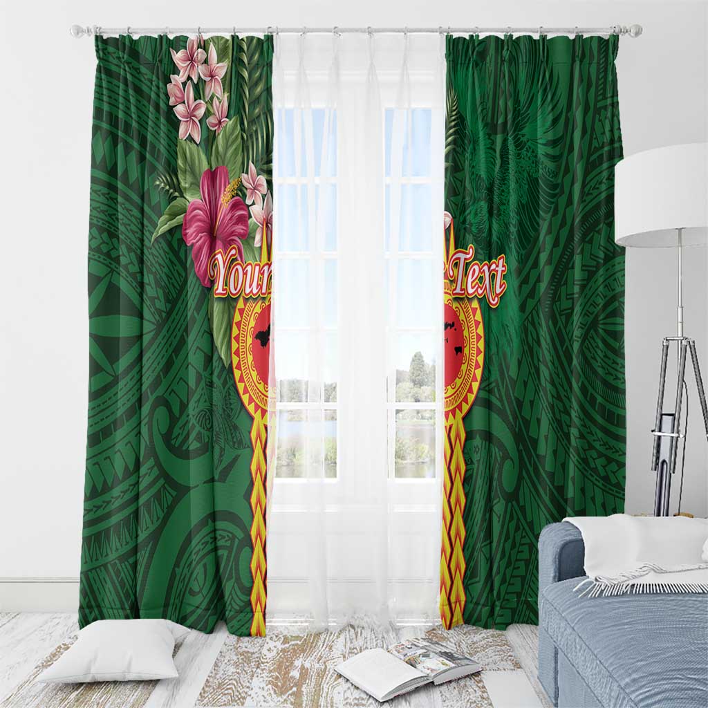 Manuʻa Islands Window Curtain Polynesian Style with Rooster Tattoo and Tropical Plants