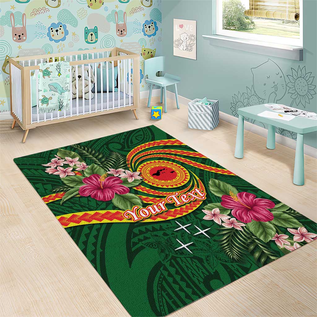 Manuʻa Islands Area Rug Polynesian Art Tattoo Style and Tropical Plants