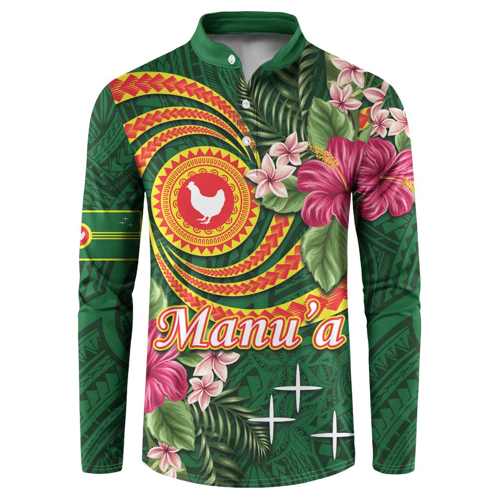 Manuʻa Islands Button Sweatshirt Polynesian Art Tattoo Style and Tropical Plants