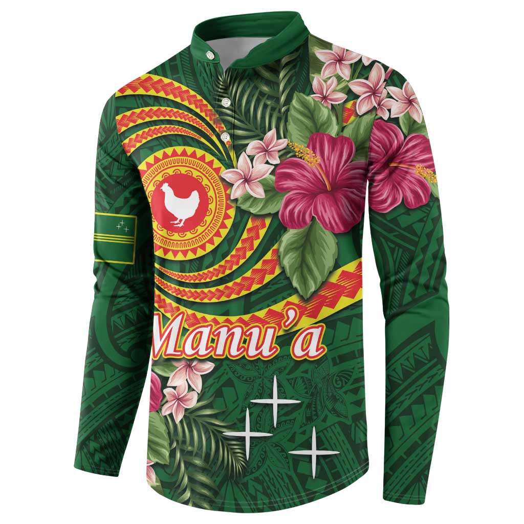 Manuʻa Islands Button Sweatshirt Polynesian Art Tattoo Style and Tropical Plants