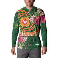 Manuʻa Islands Button Sweatshirt Polynesian Art Tattoo Style and Tropical Plants