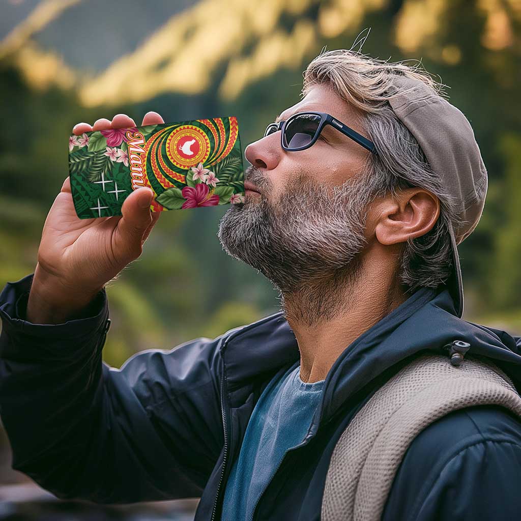 Manu'a 4 in 1 Can Cooler Tumbler Polynesian Art Tattoo Style and Tropical Plants