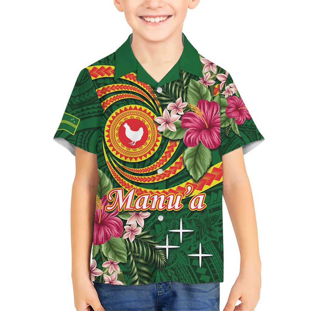 Manuʻa Islands Family Matching Tank Maxi Dress and Hawaiian Shirt Polynesian Art Tattoo Style and Tropical Plants