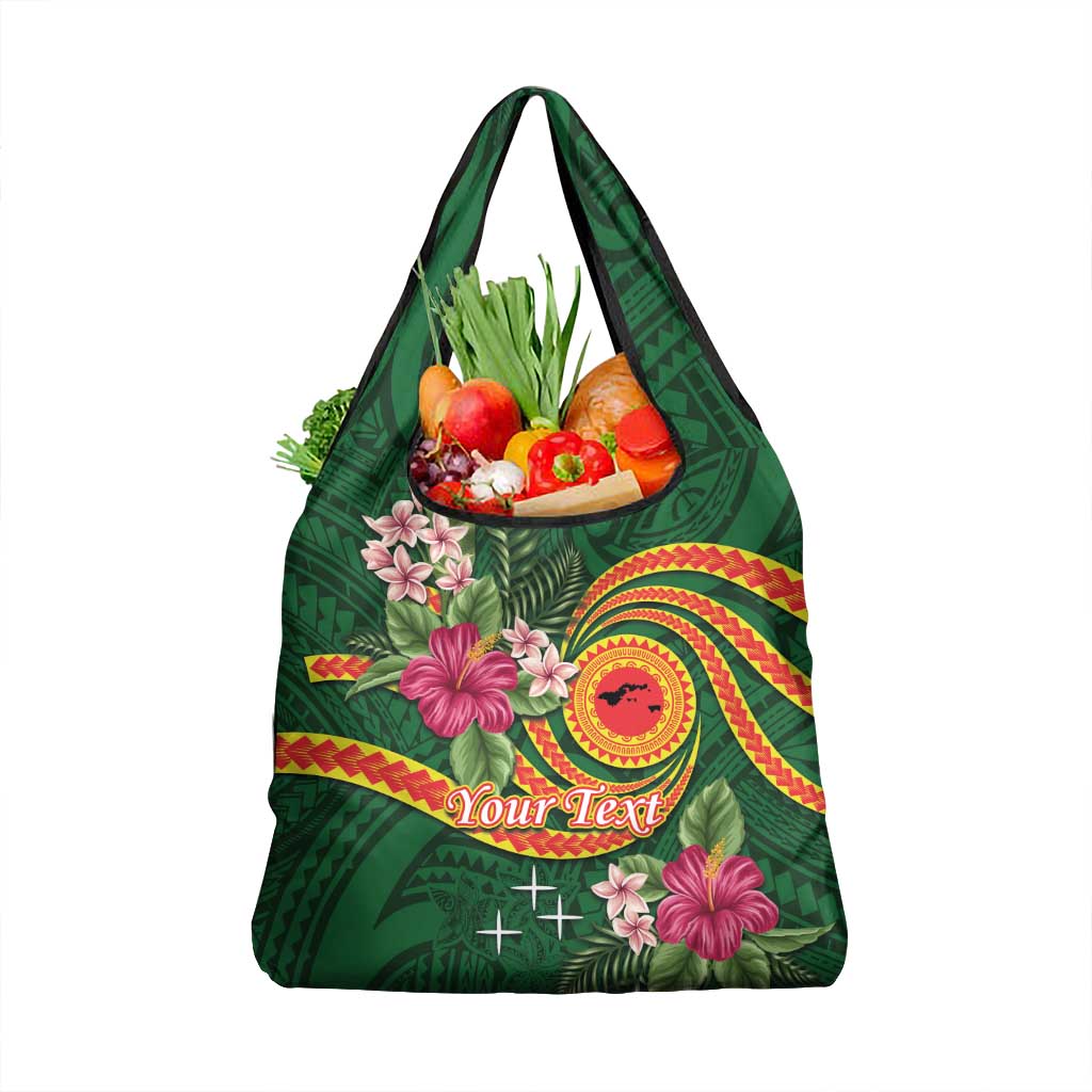 Manuʻa Islands Grocery Bag Polynesian Art Tattoo Style and Tropical Plants