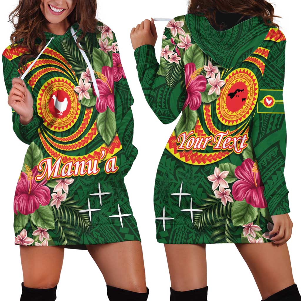 Manuʻa Islands Hoodie Dress Polynesian Art Tattoo Style and Tropical Plants