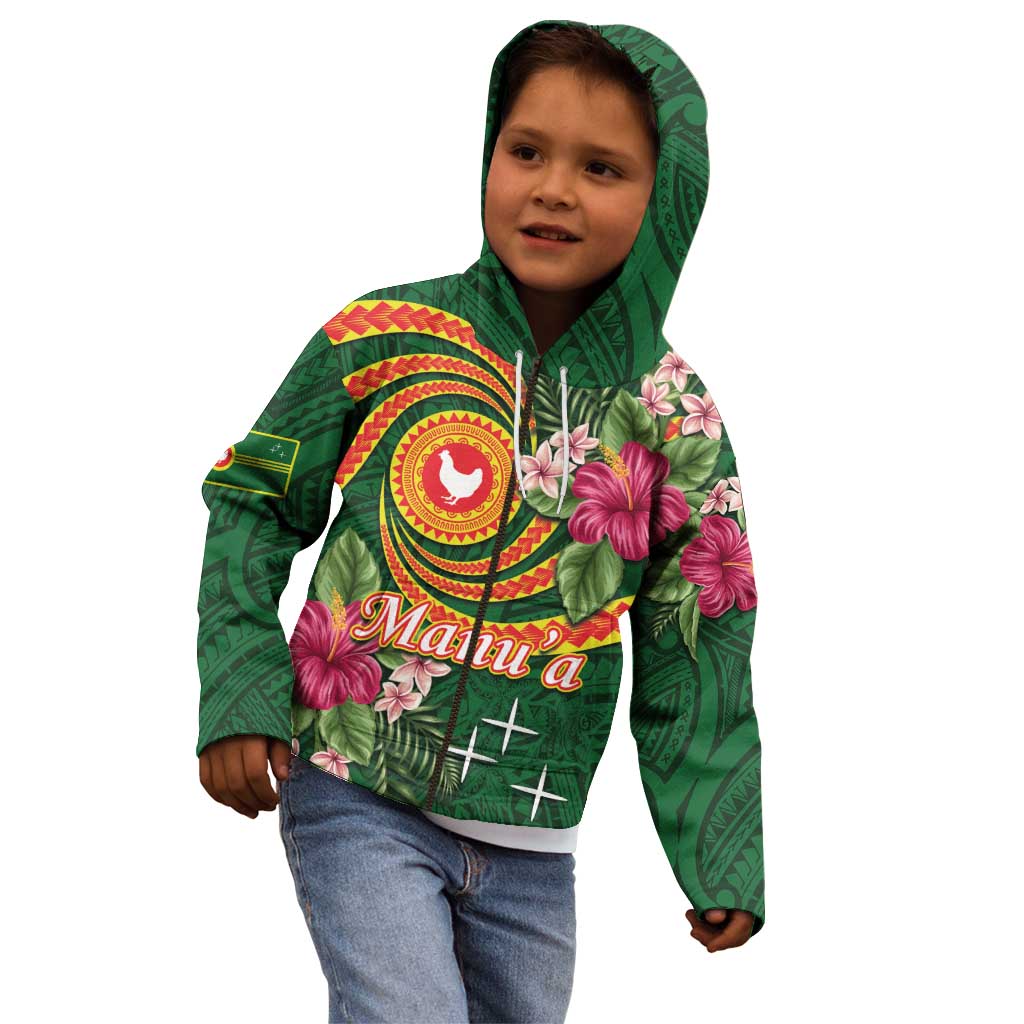 Personalised Manuʻa Islands Kid Hoodie Polynesian Art Tattoo Style and Tropical Plants LT03 - Polynesian Pride