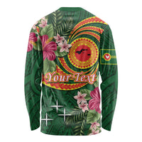 Manuʻa Islands Long Sleeve Shirt Polynesian Art Tattoo Style and Tropical Plants