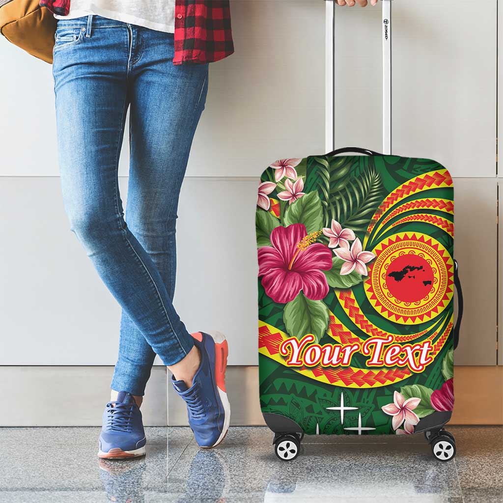 Manuʻa Islands Luggage Cover Polynesian Art Tattoo Style and Tropical Plants