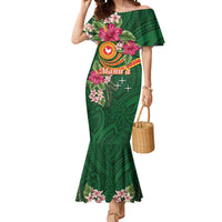 Manuʻa Islands Mermaid Dress Polynesian Art Tattoo Style and Tropical Plants