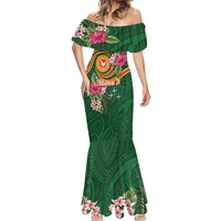 Manuʻa Islands Mermaid Dress Polynesian Art Tattoo Style and Tropical Plants